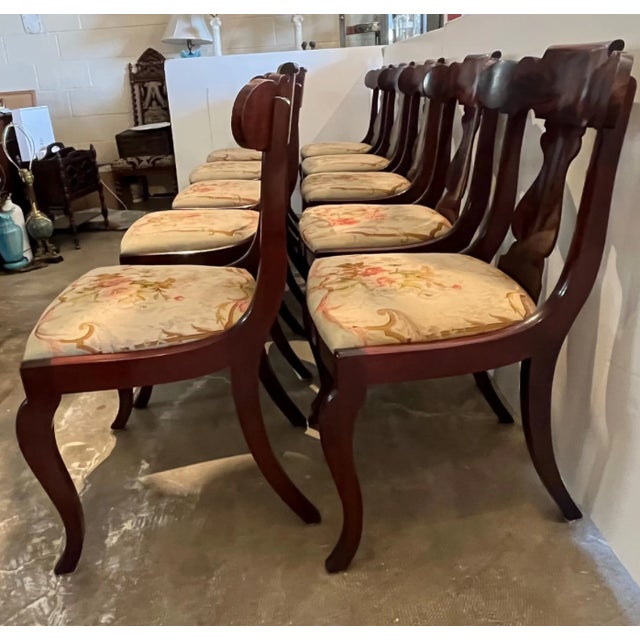 Brown Large 1880's Empire Mahogany Dining Table Set For Sale - Image 8 of 10