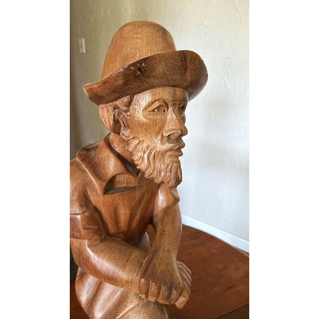 1970s MCM Echt Holz Wood Carving Axe Man West Germany For Sale - Image 6 of 12