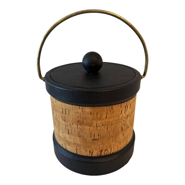 Vintage Mid Century Kraftware Cork Ice Bucket For Sale
