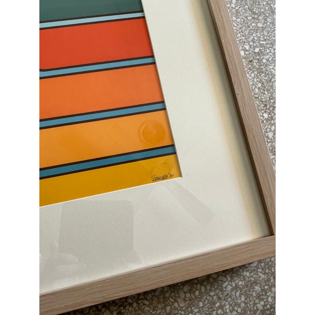 Wood Vintage 1980s Signed Abstract Lithograph For Sale - Image 7 of 7