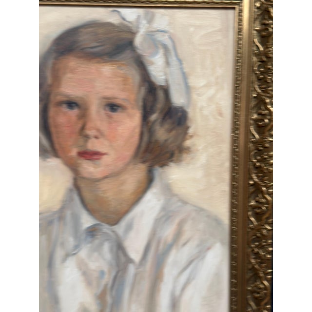 P. O. Linquist, Portrait of a Girl, 1946, Oil on Panel, Framed For Sale - Image 4 of 18
