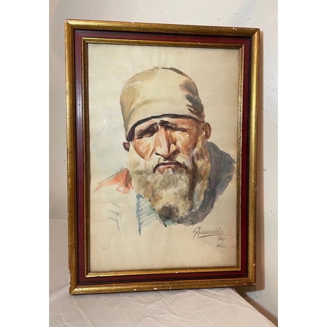 Up for sale is a very rare vintage original Kabul, Afganistan royalty artist Ustad Ghaussuddin watercolor portrait. It's...