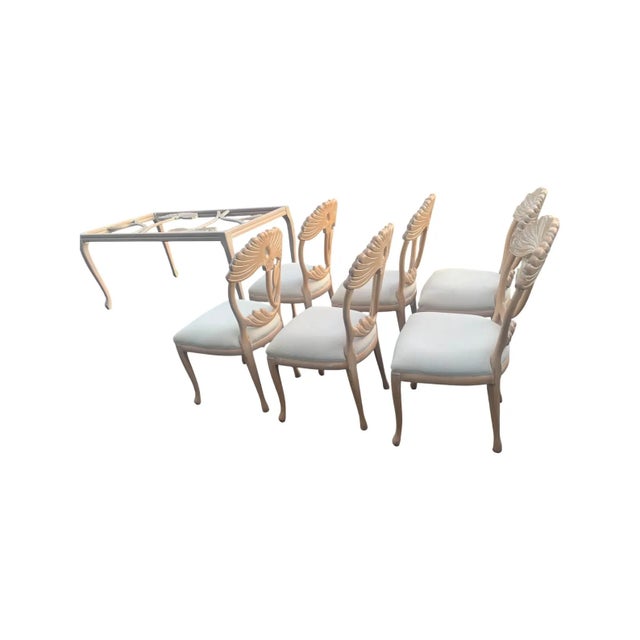 Phyllis Morris Late 20th Century Lime Wash Lotus Floral Carved Dining Set in the Manner of Phyllis Morris For Sale - Image 4 of 11