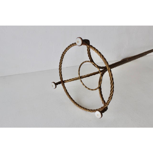 Freestanding Gold Finish Twisted Rope Hoops Towel Rack Vintage Hollywood Regency For Sale - Image 11 of 15