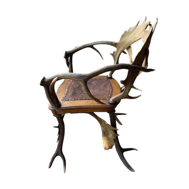 Antique German Antler Chair For Sale - Image 4 of 6