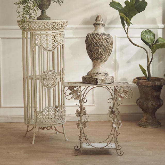 Metal Side Table with Wire Shelf For Sale - Image 15 of 16