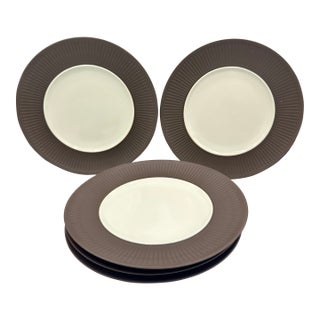 1960s Dansk Denmark Ihq Jens Harald Quistgaard’s ‘Fluted Flamestone’ 5 Dinner Plates For Sale