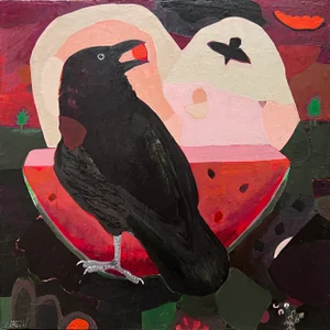 "Sandia Raven" a Modern Painting of Ravens by LWren Walraven