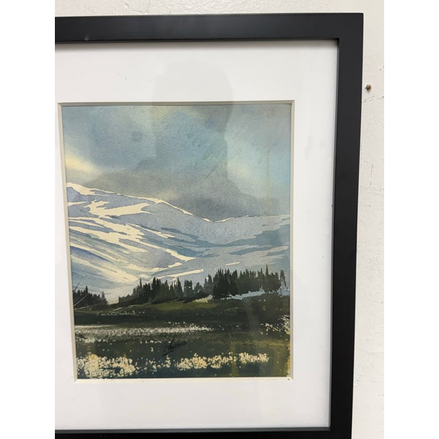 Impressionist Landscape Watercolor of Valley in Mountains, Signed For Sale - Image 3 of 12