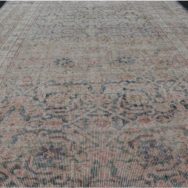 Cream Antique Persian Malayer Rug in Variegated Gray-Blue, Cream and Soft Pink For Sale - Image 8 of 11