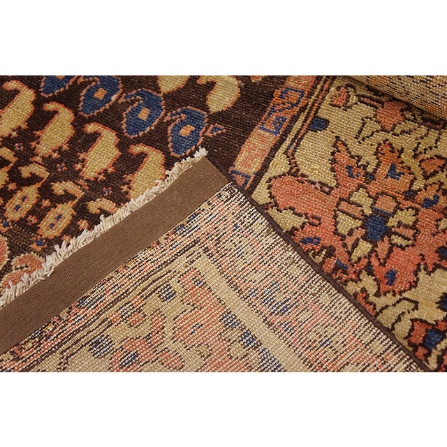 1930s Brown Paisley Traditional Antique Persian Malayer Rug 4' X 6'5" Handknotted Wool Carpet For Sale In New York - Image 6 of 6