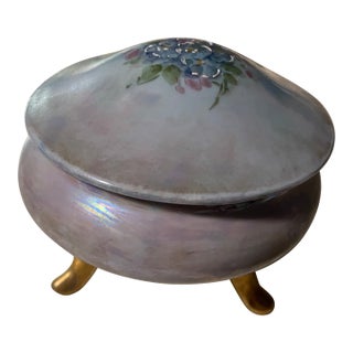 Vintage German Floral Painted Porcelain Jewelry Dish/Catch-All Bowl, Stamped For Sale