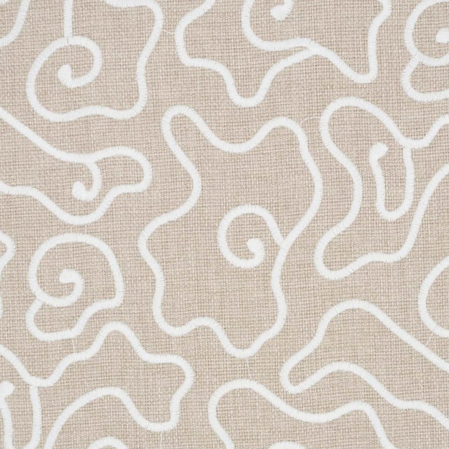Schumacher Schumacher Noyo Indoor/Outdoor Embroidery Fabric In Flax For Sale - Image 4 of 4