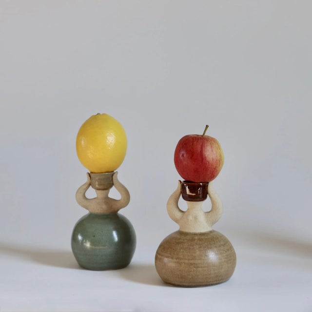Ceramic 2020s Figurative Woman Ceramic Candlestick Holder Umber For Sale - Image 7 of 11