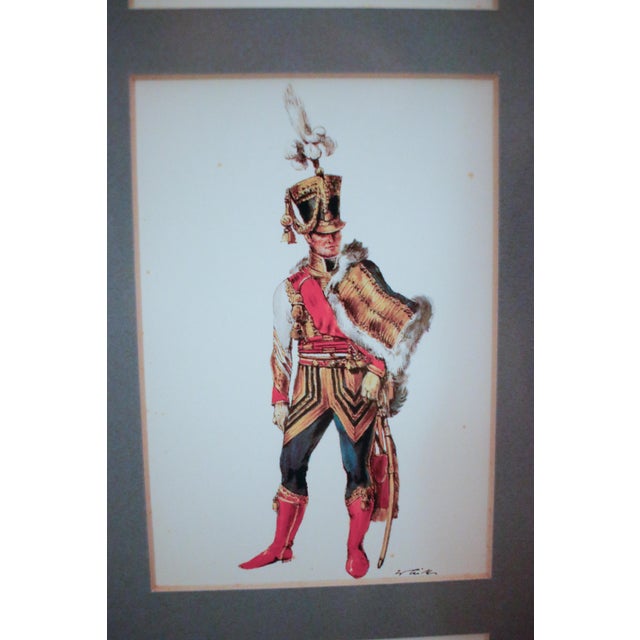 Blue Set of Nine Framed Vintage Wolfgang Tritt Lithographs Depicting 18th C. Military Uniforms For Sale - Image 8 of 16