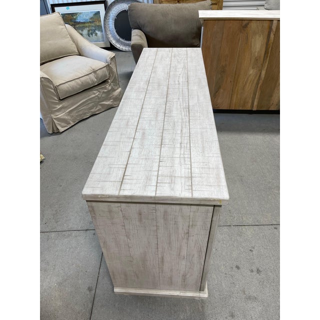 Early 21st Century Grey White Washed Three-Door Console or Credenza X Panels Design, 21st Century For Sale - Image 5 of 8