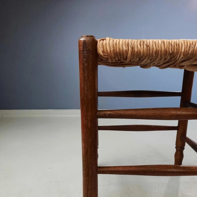 Wood and Rush Stools, 1960s, Set of 3 For Sale - Image 6 of 9