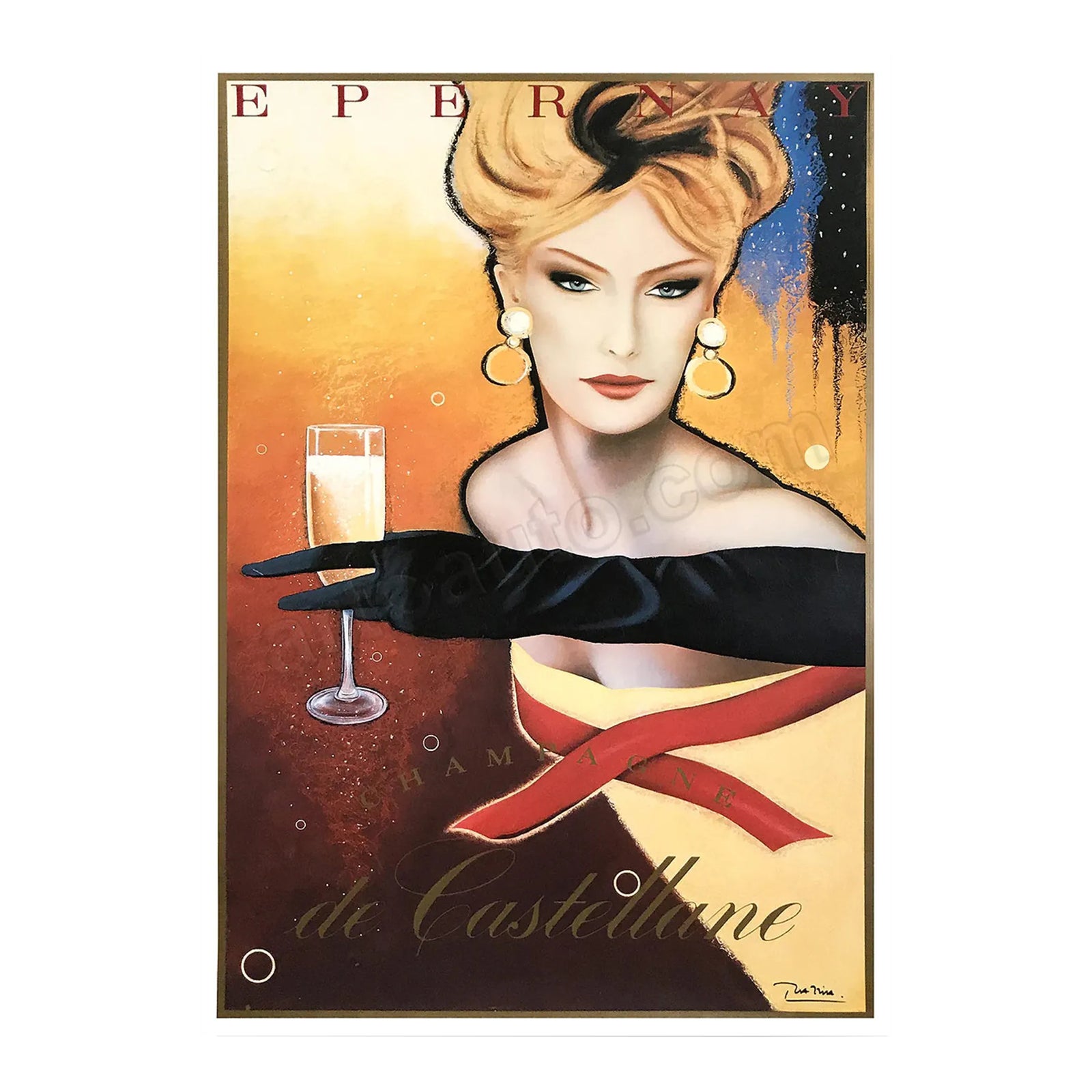 Razzia Hand Signed Epernay Champagne Poster Original - 46x60