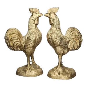 1960s Large Metal Rooster Statues- A Pair