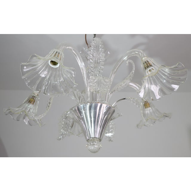 Transparent 1960s Large Art Decò Midcentury Italian Murano Glass Pendant For Sale - Image 8 of 13