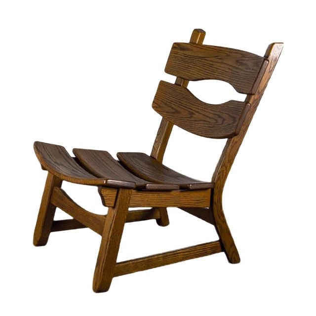 Brutalist Chair in Oak by Dittmann & Co fort Awa Radbound, 1960s For Sale