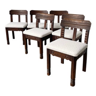Brutalist Chairs by Charles Dudouyt, 1940s, Set of 6 For Sale