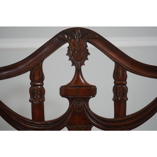 1990s Set of 8 Maitland Smith Shield Back Mahogany Dining Room Chairs For Sale - Image 5 of 18