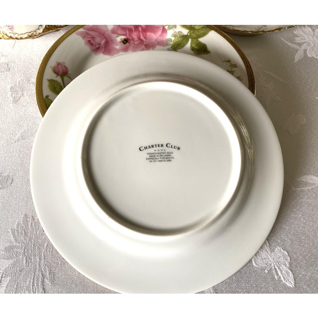 2006 Charter Club Luncheon Plates, Pink Fashion Rose Buffet, Pink With Gold Encrusted Rim - Set of 4 For Sale - Image 17 of 18