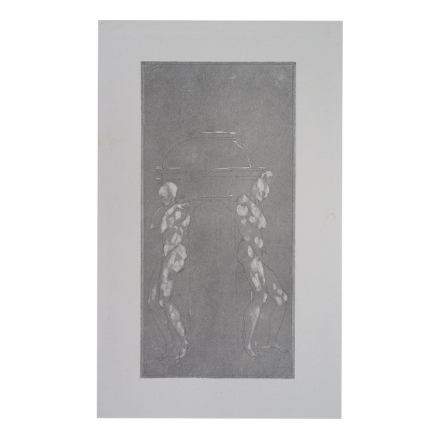 Auguste Rodin, Nude Figures Supporting a Pedestal, Etching For Sale