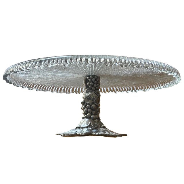 Arthur Court Designs Cast Aluminum and Ribbed Glass Epergne or Pedestal Platter For Sale - Image 9 of 13