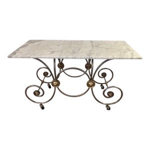 Steel Brass and Marble French Style Patisserie Console Table