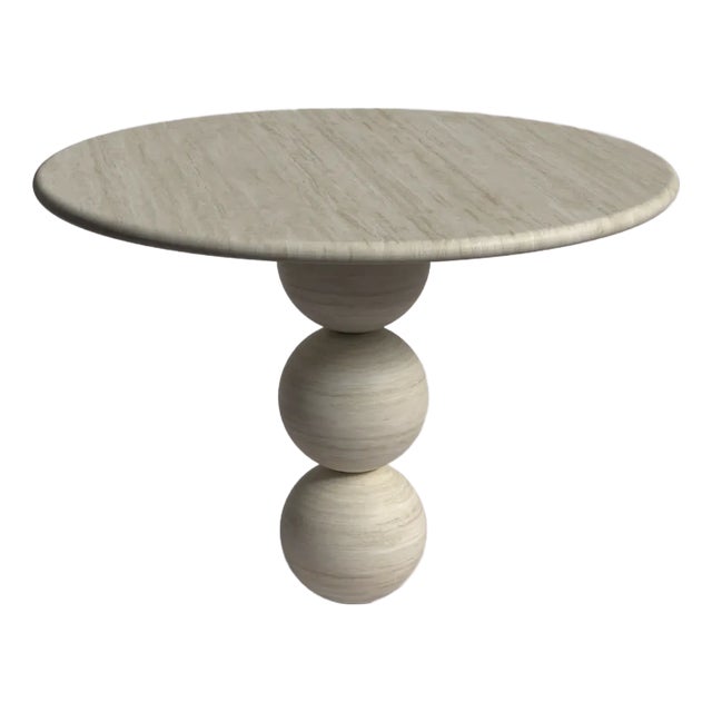 Cess Travertine Round Dining Table 40" For Sale