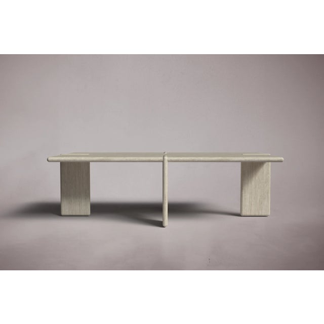 Postmodern Luna Rectangular Travertine Coffee Table 55" For Sale - Image 3 of 5