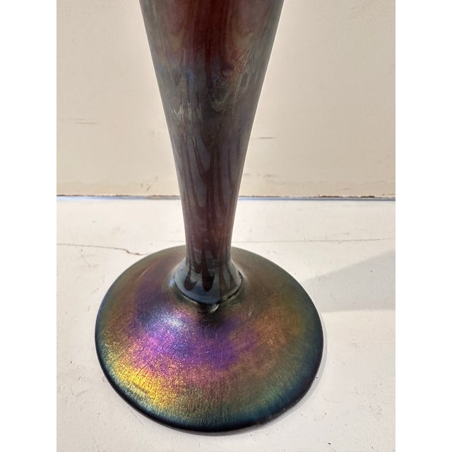 1980s 1980s Signed Iridescent Glass Vessel For Sale - Image 5 of 6