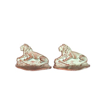 1920s Vintage Bronze Lion Figurine Bookends - A Pair For Sale