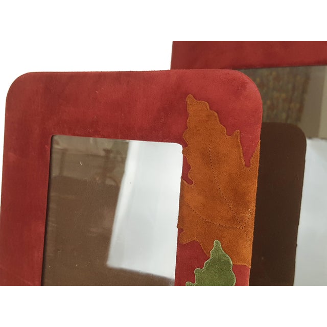Italian Leather, Velvet and Glass Picture Frames, 1980s, Set of 2 For Sale - Image 11 of 14