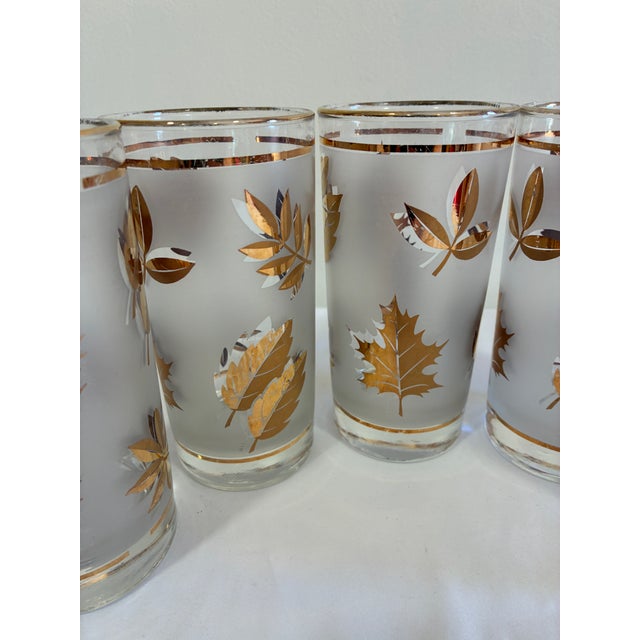 Mid 20th Century Vintage Mid 20th Century Cocktail Glasses by Libbey With Gold Leaf Design - Set of 5 For Sale - Image 5 of 12
