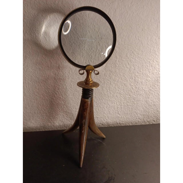 1960s Magnifying Glass Tabletop Brass on Horns Tripod For Sale In Dallas - Image 6 of 6