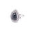 Contemporary 3.01 Carat Black and White Diamond Double Halo 14 Karat White Gold Bridal Ring, Size 7 For Sale - Image 3 of 6