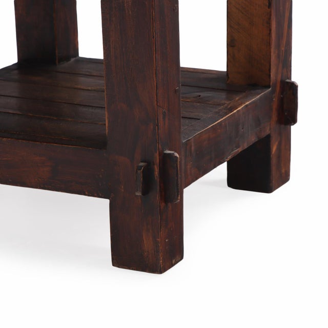 Wood French Solid Oak Brutalist End Table, C. 1960. For Sale - Image 7 of 7