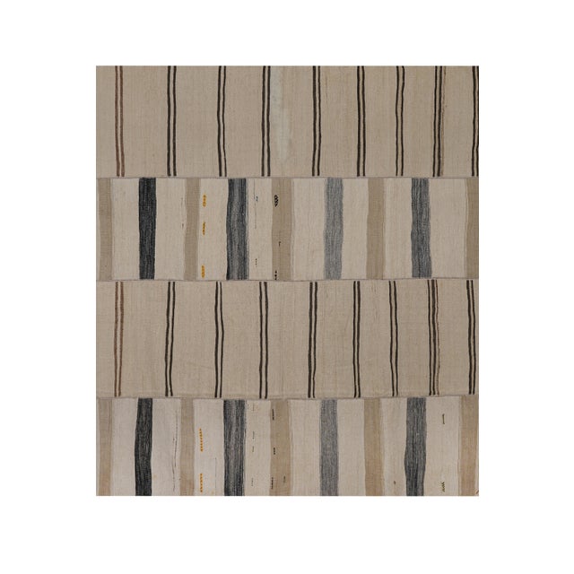 Vintage Oversized Striped Turkish Kilim Rug 8' X 10'4'' 96" x 124'' / 245 x 316 Cm Hand woven with high quality pure wool...