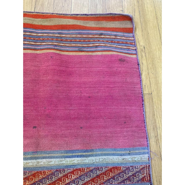 Tribal Vintage Pink Hand Woven Aguayo Wool Textile Peruvian 46" by 40" For Sale - Image 3 of 10