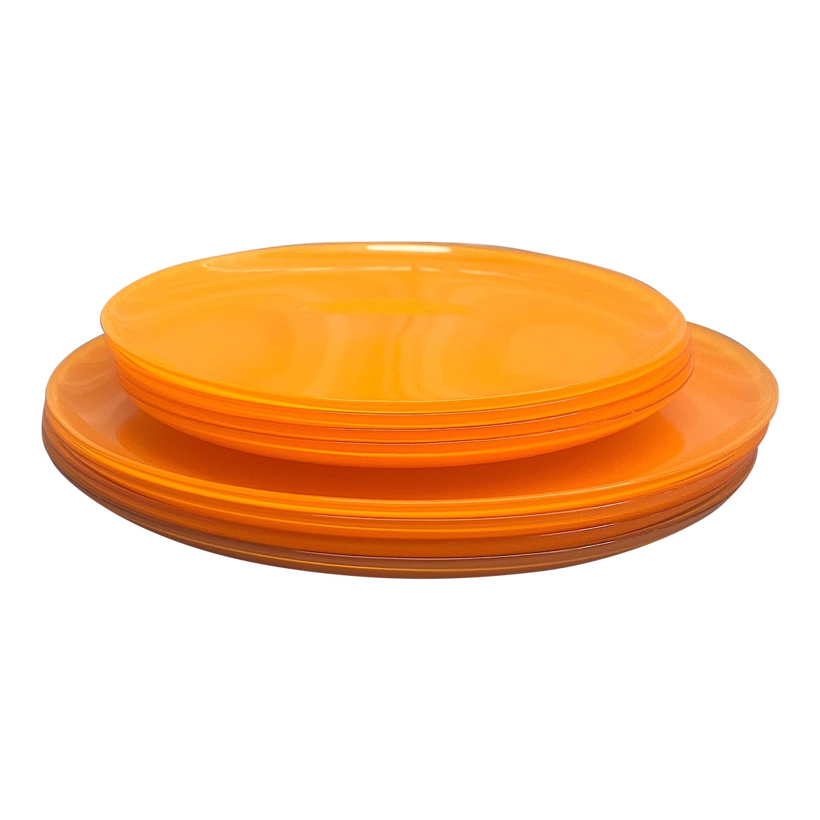 Vintage 1990s Orange Glass Plates Set of 8 Chairish