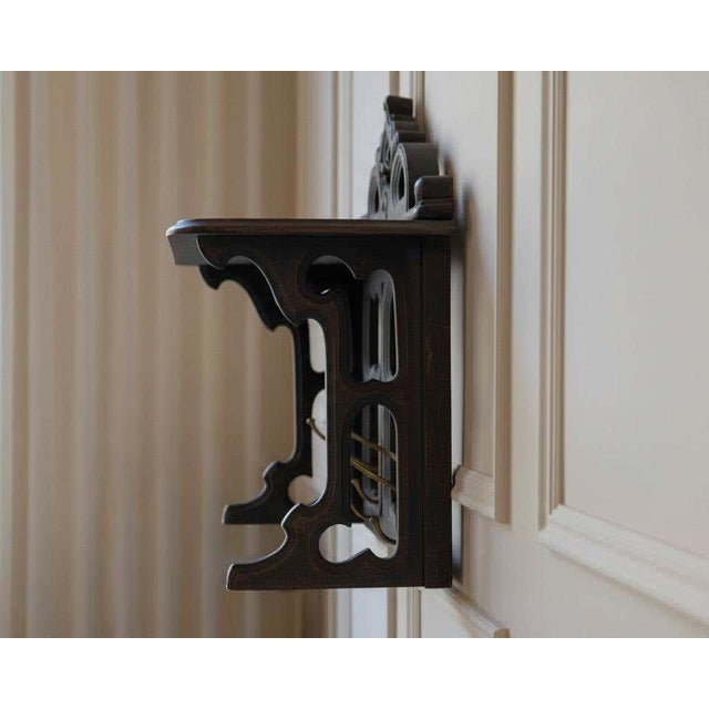 Charcoal Early 20th Century Swedish Wall-Mounted Coat Rack with Brass Hooks For Sale - Image 8 of 9
