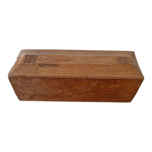 Javanese Solid Teak Storage Box With Engravings Mid-20th Century