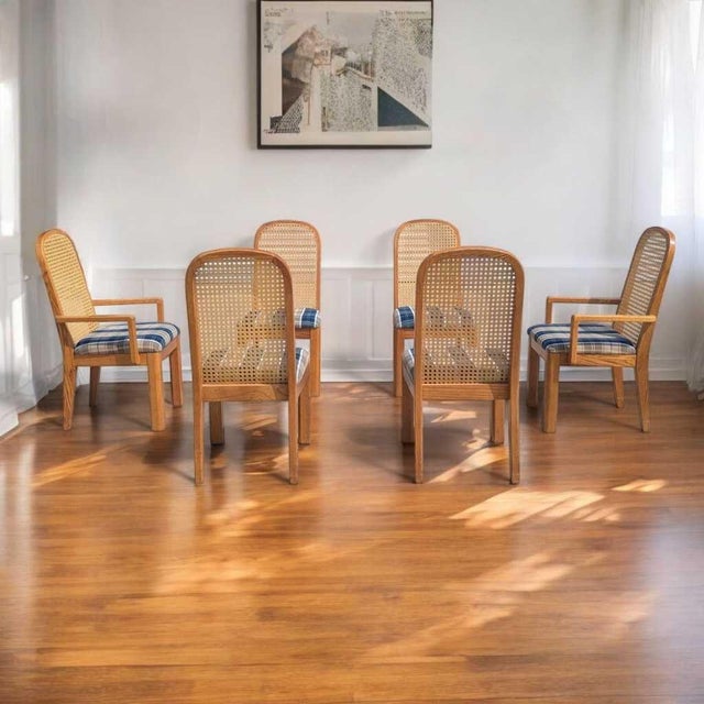 Postmodern Postmodern Cane Back Dining Chairs by Douglas, Set of 6, 1980s For Sale - Image 3 of 18