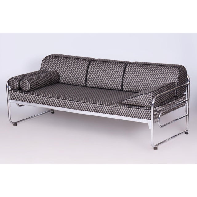 Bauhaus Bauhaus Sofa in Chrome & Upholstery attributed to Mücke-Melder, Czech, 1930s For Sale - Image 3 of 17