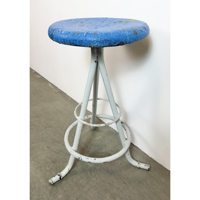 Industrial Grey Workshop Stool, 1960s For Sale - Image 6 of 18