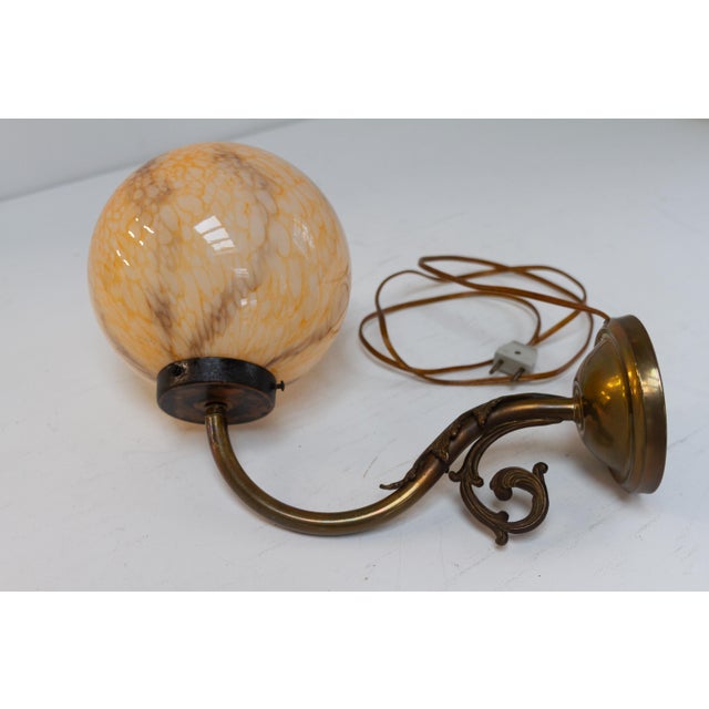 Italian Art Nouveau Glass and Brass Moon Wall Light, 1920s For Sale - Image 3 of 18