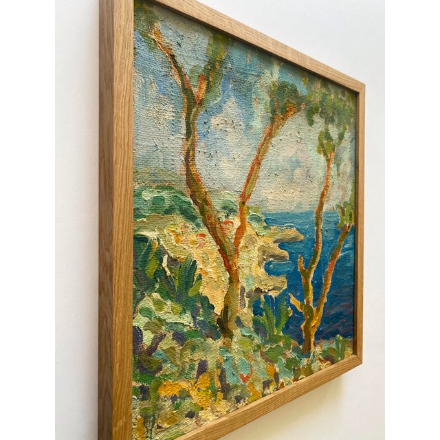 Wood Vintage Mid Twentieth Century Postimpressionist " Stupiste, Komiza " Framed Original Adriatic Seascape Impasto Oil Painting For Sale - Image 7 of 18